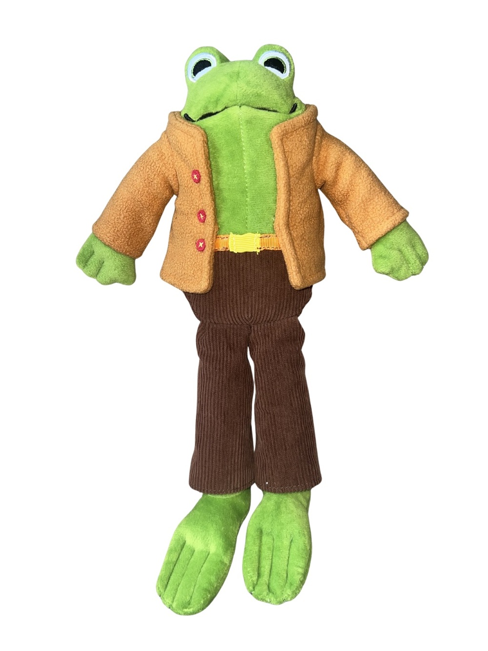 Plush Frog and Toad Plush Toy - Green with Brown Pants and Tan Jacket
